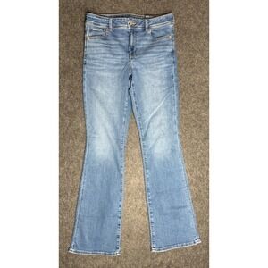 American Eagle Kick Boot Jeans Womens 10 Long Low Rise Next Level Stretch Blue